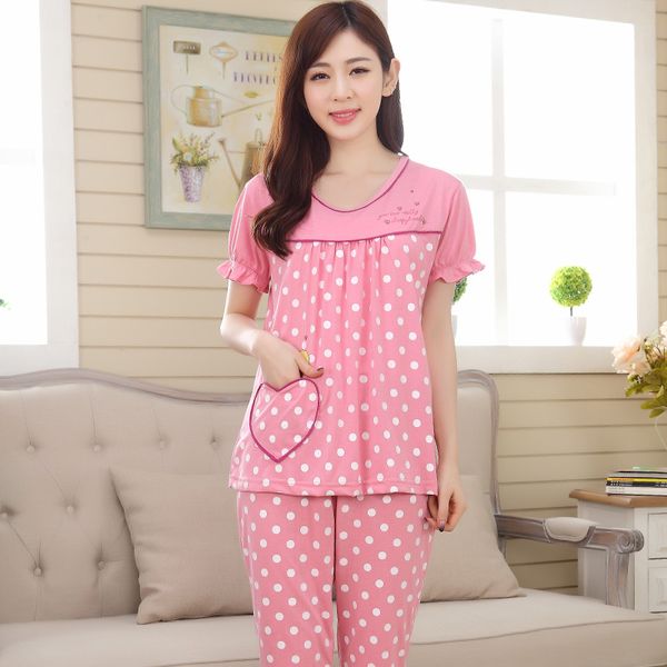 

wholesale- ladies modal pajama set plus size 4xl pyjamas set short-sleeve pijama set o-neck sleepwear summer home wear sleep wear for women, Black;red