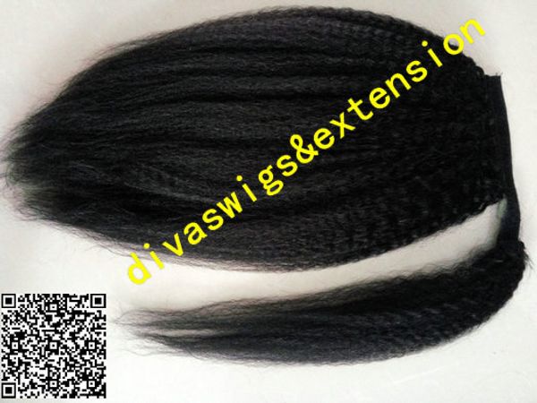 Wickelt schwarze Frisuren, Pferdeschwanz, verworren, gerade, grob, Yaki, Kordelzug, Pferdeschwanz, Haarteil, brasilianische Haarspangen, Ins-Haarverlängerung, 120 g