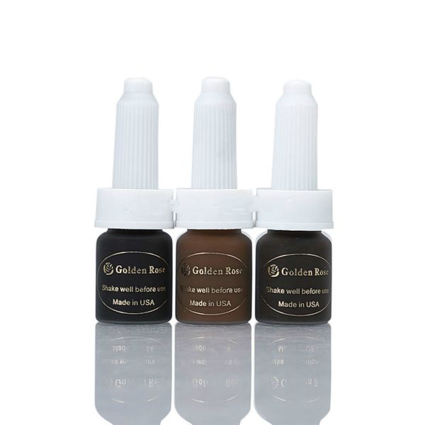 

3pcs deep dark brown coffee tattoo ink golden rose permanent makeup ink pigment for eyebrow lip tattoo with 12 colors to choose