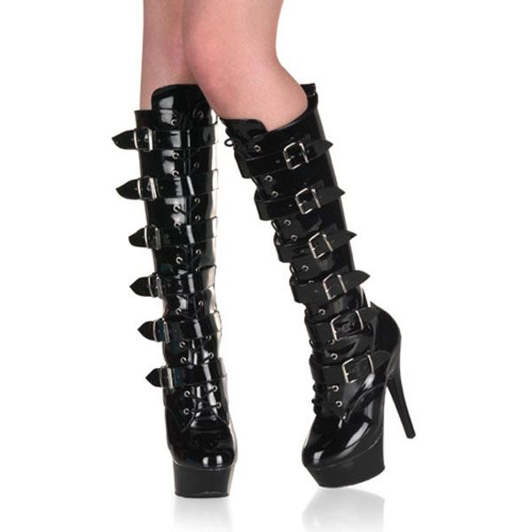 high heeled buckle boots