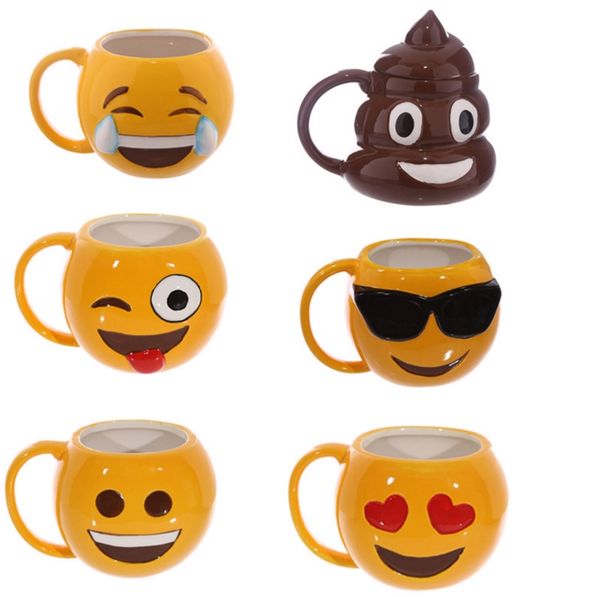 Acheter 6 Dessins Belle Visage Souriant Tasse Emoji Porcelaine Merde Merde Tasse De Bande Dessinée Dessin Animé Amusé Et Triste Couple Cool Tasses