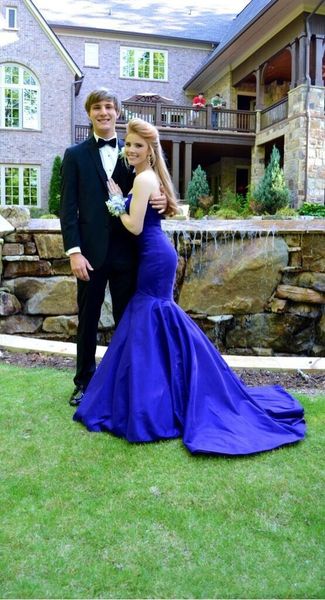 

2015 royal blue satin mermaidprom dresses sleeveless long prom dresses party evening gowns custom made vestidos de fiesta, Black