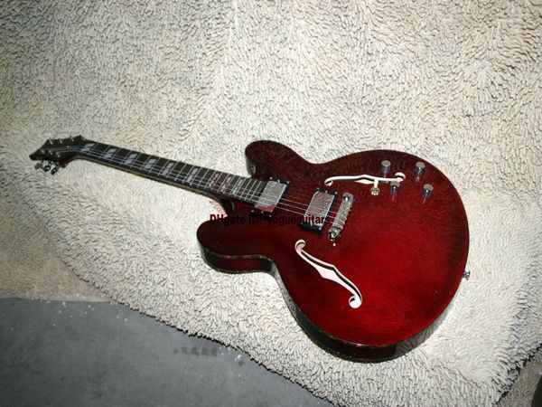 Colore personalizzato della chitarra elettrica Jazz a corpo cavo con rilegatura IN chitarre Black Cherry dalla Cina Spedizione gratuita