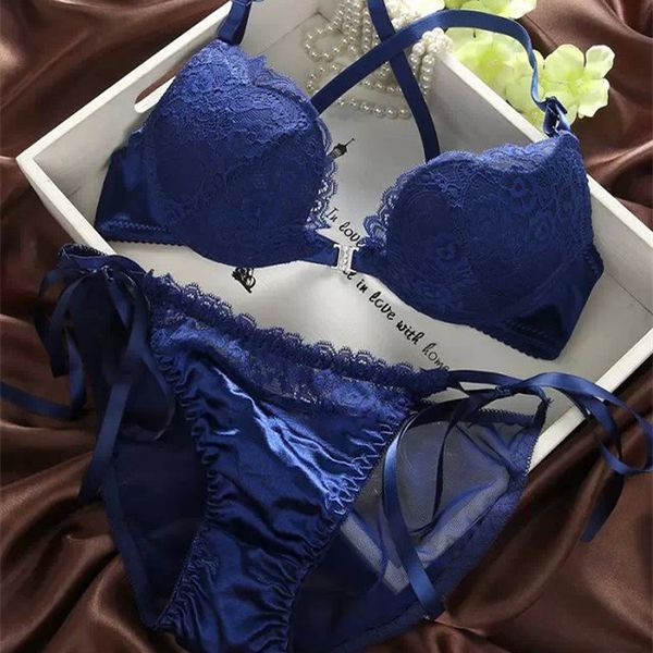 

wholesale-intimates pink red black front closure half cup underwear brief sets y-line-straps floral embroidery women bra sets
