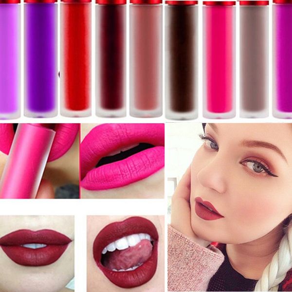 

2016 Professional Cosmetics Makeup Matte Waterproof Lip Gloss Riot Wicked Cashmere Bleached Pink Velvet Matte Liquid Lipstick