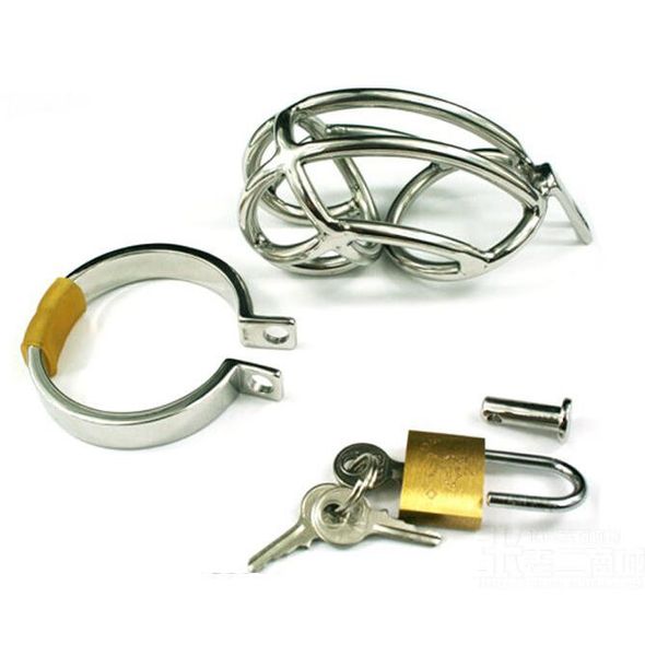 Dispositivo per gabbia di castità maschile in acciaio inossidabile Cintura di ritenuta CBT Bondage Fetish Gimp ZCS27 #R501
