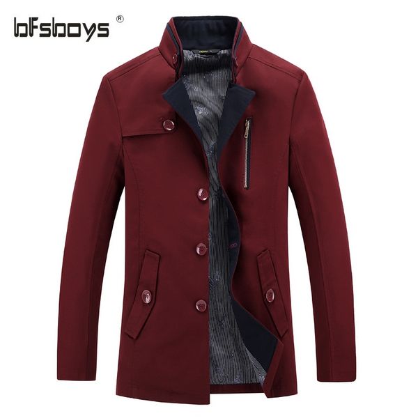 

fall-2016 khaki navy blue wine red long trench coat men - 3xl mens overcoat long jacket men manteau homme, Tan;black