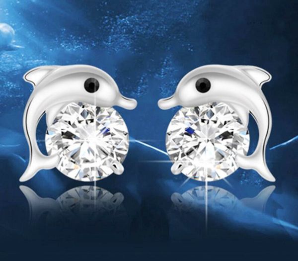 

Австрийский Кристалл дельфины любовь серьги 925 стерлингового серебра серьги для