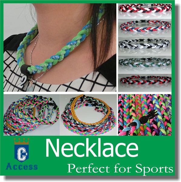 

baseball sports rope necklaces - ionic titanium tornado style, Silver