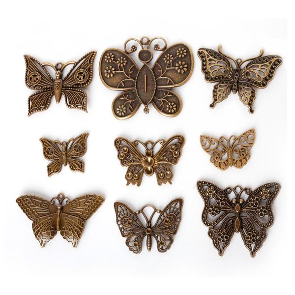

12pcs/lot zinc alloy antique bronze plated butterfly charms vintage tibetan pendants diy bracelet necklace jewelry making diy, Bronze;silver