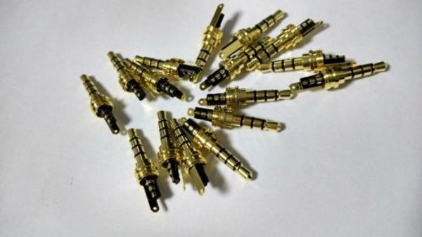 100 Stück vergoldeter 3,5-mm-Stecker, 4-poliger Stereo-Stecker, Reparatur-Kopfhörerkabel-Lötmittel