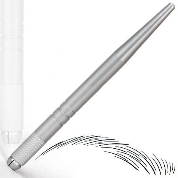 

wholesale- silver professional permanent makeup pen 3d embroidery manual tattoo eyebrow microblade 50pcs/lot