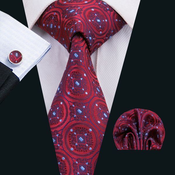 

classic silk men tie red mens neck ties floral tie sets tie hankerchief cufflinks sets jacquard woven meeting business wedding party n-1531, Black;blue