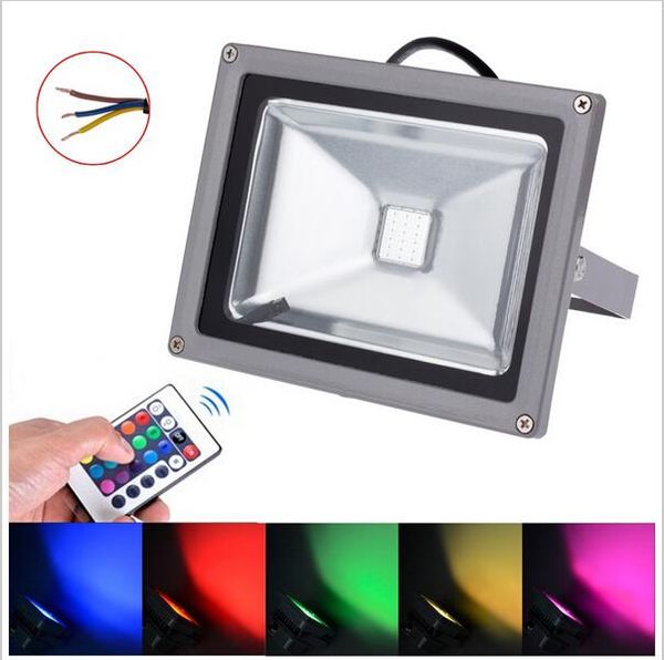 Bridgelux RGB levou holofotes impermeável cor ao ar livre mudando holofotes LED com 24 chave de controle remoto 10W / 20W / 30W / 50W / 100W / 150W / 200W