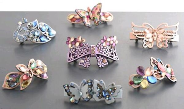 

10pcs/lotl mix colors crystal hair clip barrettes for women girls jewelry gift hj006, Golden;silver