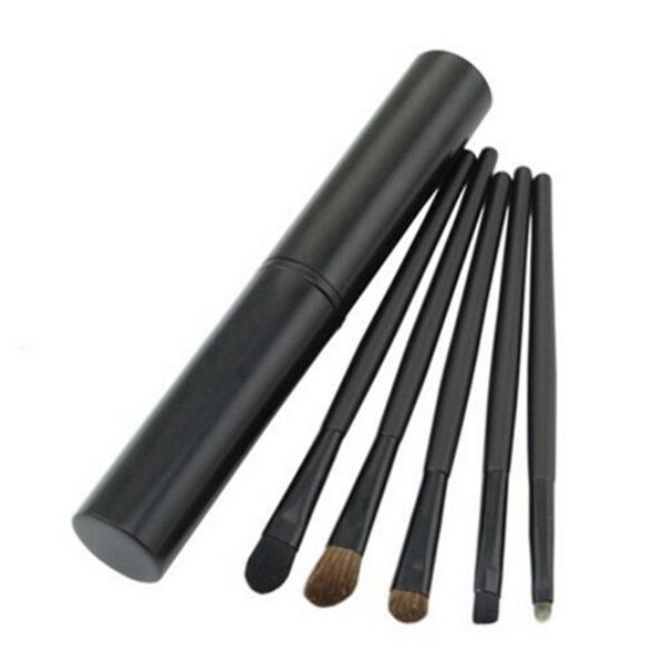 New Professional Pony Hair Eyeshadow Brushes Set Kits 5 pcs Preto 5 pcs Pincéis de Maquiagem Para Kit de Ferramentas de Maquiagem Dos Olhos + Tubo Redondo Frete Grátis