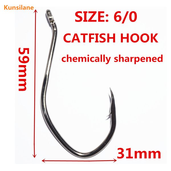 

50pcs 6 /0 high carbon steel catfish big fishing hooks 8832 salt water fish hook
