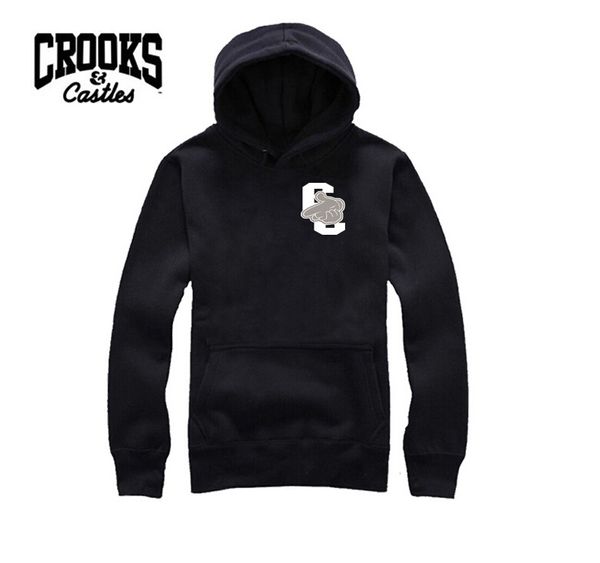 

crooks and castles causal mens hoodies, male fashion sportswear outerwear outdoor sweatshirt, s- 5xl, Black
