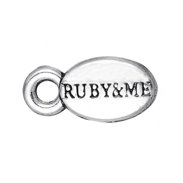 

ruby & me engraved message charms antique silver plated alloy bracelets findings 30pcs, Bronze;silver
