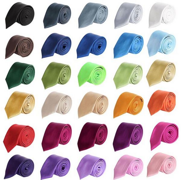 

fashion 40 colors men's women's skinny solid color plain satin polyester silk tie necktie neck ties ing, Blue;purple