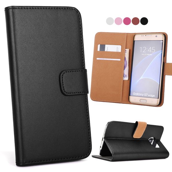 

For Galaxy S8 S8 plus Real Genuine Wallet Leather Phone Cases Card Slots Holder Pocket Flip Stand Cover For S6 S7/S7 Edge