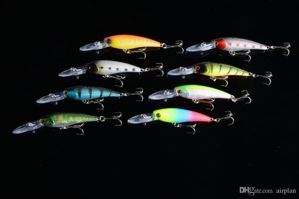 

8pcs of minnow fishing lure artficial hard baits hook floating swimbaits carp catfish pike dogfish pesca fishing accessories hooks