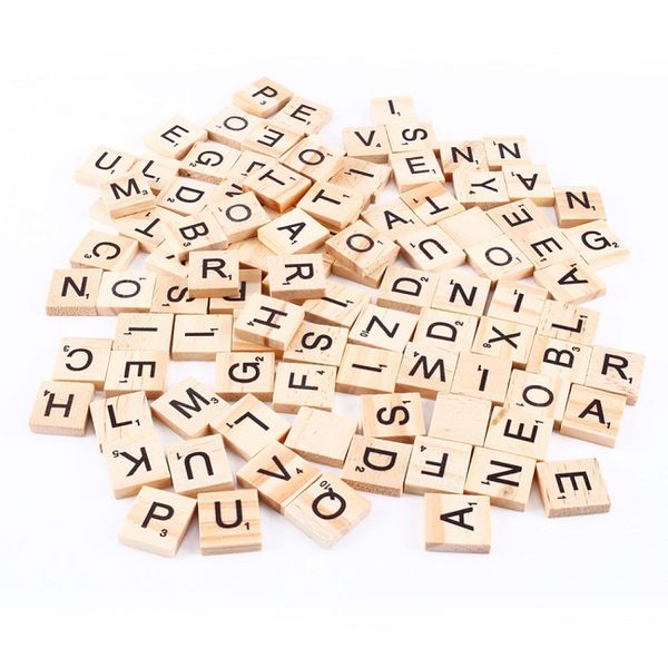 

100pcs/set wooden alphabet scrabble tiles black letters & numbers for crafts wood