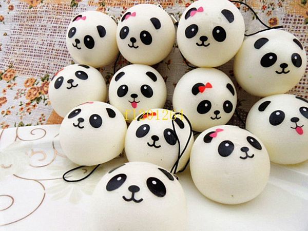 100 pçs / lote Frete Grátis 4 cm Jumbo Panda Squishy Encantos Kawaii Bolos Pão Chave Do Telefone Celular / Saco Cinta Pingente Squishes Saco Peças Acessórios