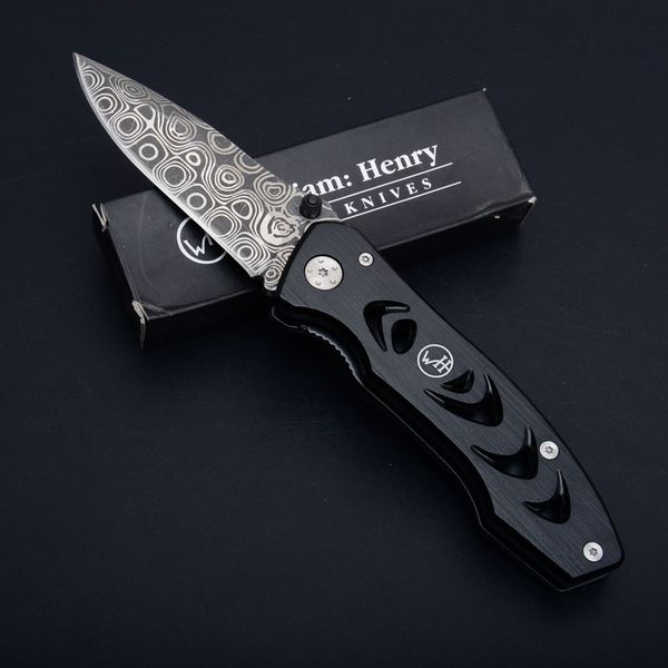 

William Henry F23 Tactical Folding EDC Pocket Knife Damascus Laser Pattern Blade Gift Knife 4.7 Inch Closed D224Q