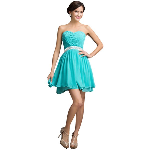 

Turquoise Short Cocktail Dresses 2019 Party Prom Gown with Beaded Knee Length Cocktail Dress Junior Homecoming Dresses free shipping