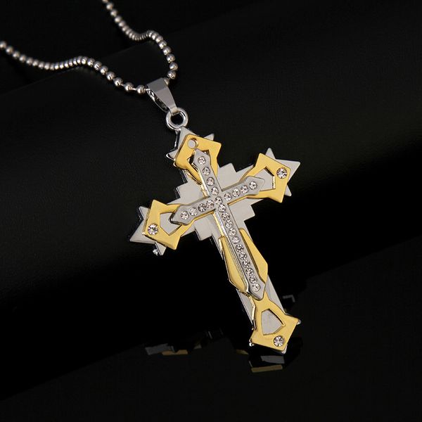 

new designs fashion men jewelry christian cross pendant stainless steel metal large cross ing, Silver