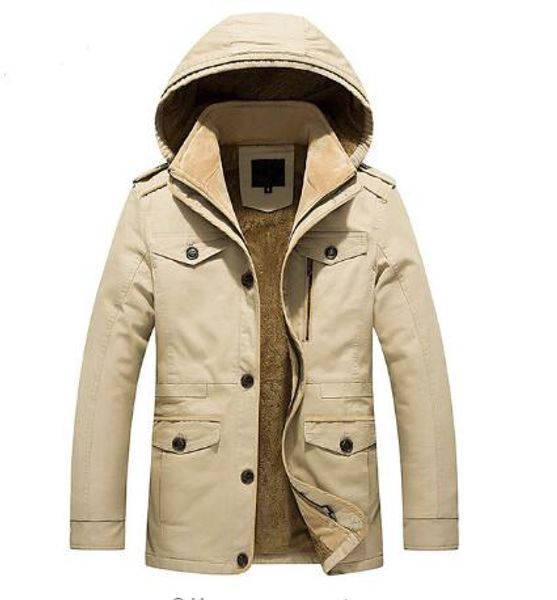 

men's casual parkas with fur hooded for -25 solid fleece padded winter jacket men long style plus size overcoat drop ship, Black;brown