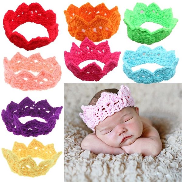 

prettybaby baby hair accessories solid headbands crown kids elastic hair bands baby headbands hair tie band newborn crochet crown in stock, Slivery;white