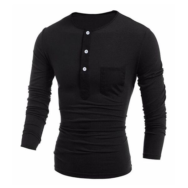 

men fashion 2018 long sleeved solid color casual pocket half button tee shirt pullover sweat shirt top, White;black
