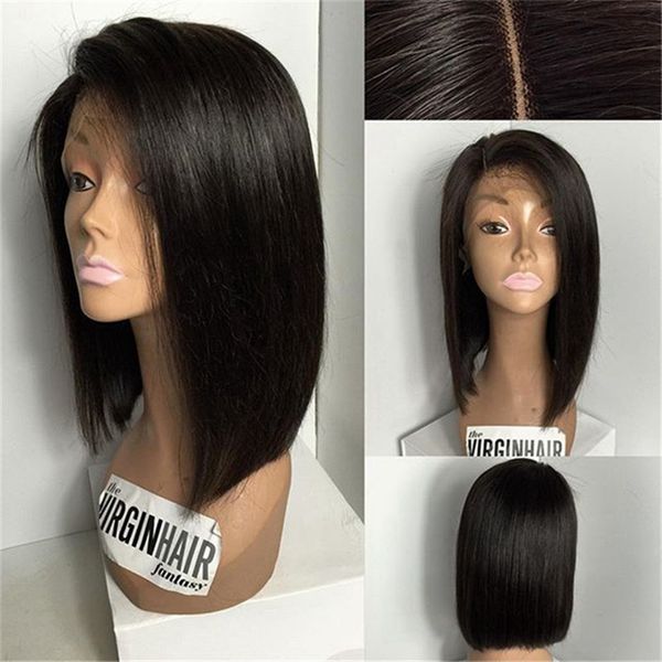 

In tock brazilian virgin hair bob gluele full lace human hair wig traight bob tyle lace front wig with baby hair
