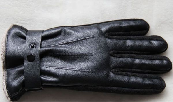 Guantes cálidos antideslizantes gruesos de PU para hombre de invierno al aire libre ciclismo motocicleta algodón cinco dedos guante de punto empalme al por mayor