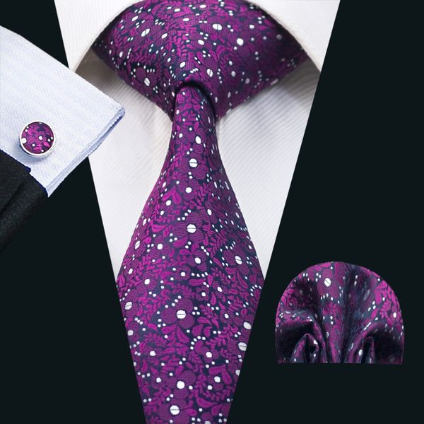 

silk purple neck tie set classic floral mens tie necktei hankerchief cufflinks fomal business meeting wedding party n-1396, Black;blue