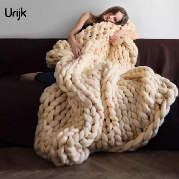 

urijk 1pc fashion thick thread blanket winter warm home use blankets for adults european crocheted bed/sofa blanket home textile
