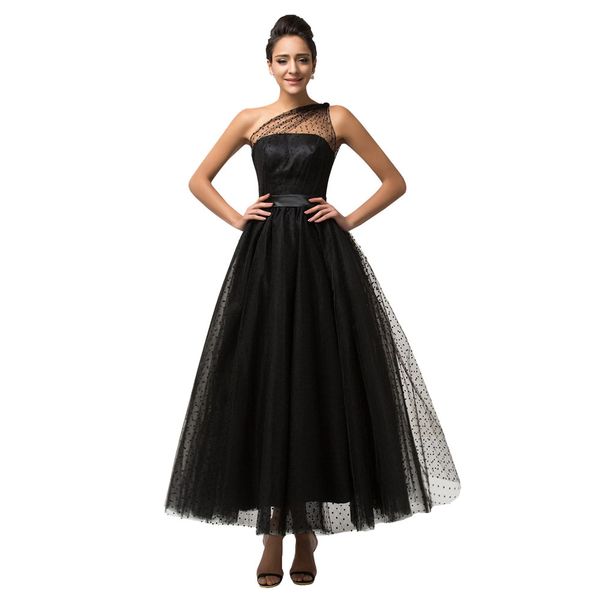 

Black prom dress one shoulder sexy elegant prom dress 2019 Latest Elegant floor length long romantic formal party celebrity dress Ball Gown