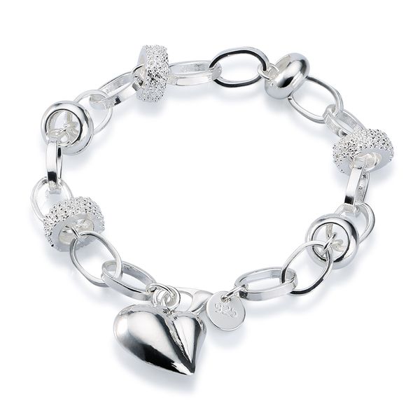 

завод прямые оптовые и розничные стерлингового серебра 925 бусины висит бу бу сердце мода браслет серебряный браслет, Golden;silver