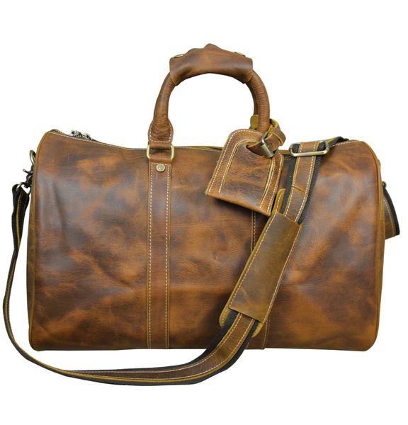 Acheter Vachette Fourre Tout Fou De Cheval Grand À Polochon Sac Voyage Cuir Style Lage Cru En Vache Occidental Main ALq35Rj4