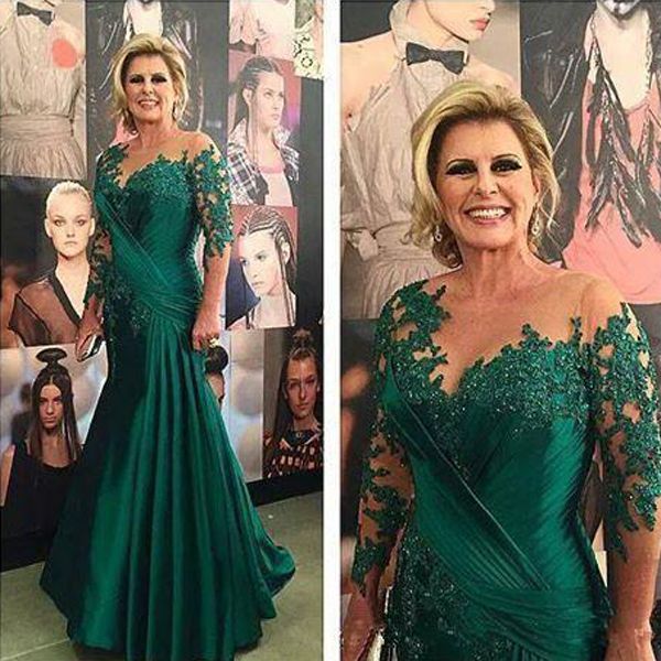 

plus size mother of bride mermaid evening dresses sheer bateau neckline asymmetrical illusion sleeves beaded lace appliques formal wear, Black;red