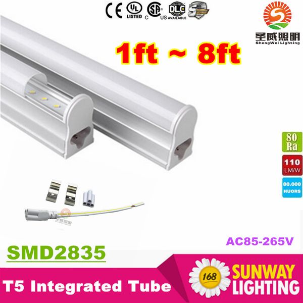 Tubi luminosi a LED T5 da 4 piedi 22W 2300 lumen Integrati 1.2m 1200mm Tubo fluorescente a LED AC 110-277V + CE ROHS