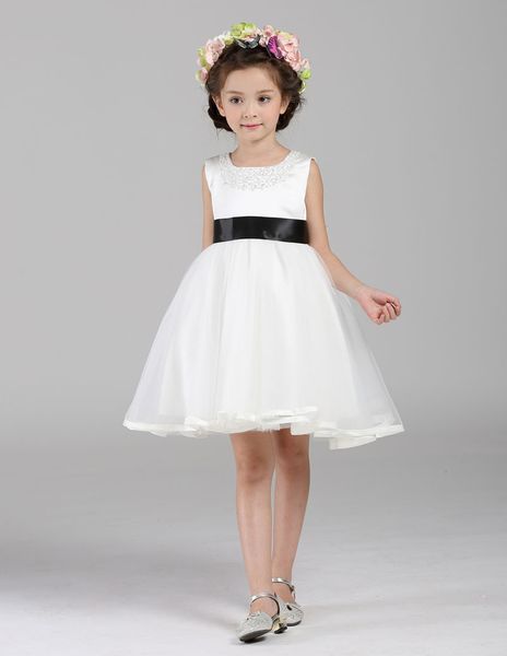

2016 new lace flower girl dress with flower ball gown party dress pageant dress for little girls kids children dress for wedding, White;blue