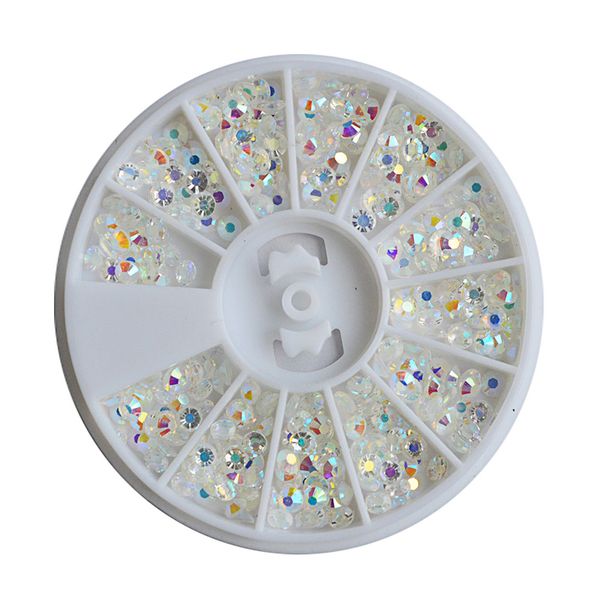 

wholesale- stz 1xglitters white ab 3d nail art rhinestones shiny manicure decor crystal studs beauty stickers on nails diy tools nc168, Silver;gold