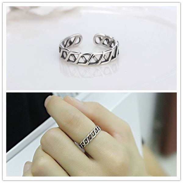 

старинные 925 посеребренные ткать открытые кольца мода анти-серебряный палец кольцо для женщин девушка ювелирные изделия jz114, Silver