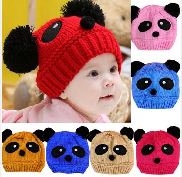 Lovely Animal Panda Baby Cappelli in filato lavorato a maglia Berretti Bambini Ragazzo Ragazza Cappelli all'uncinetto Cappelli invernali Berretto invernale per bambini per stare al caldo