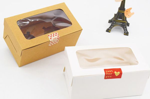

wholesale for 2 cup cake boxes with window,16*9*7.5cm white/ craft paper cake box,small muffin gift box 100pcs/lot