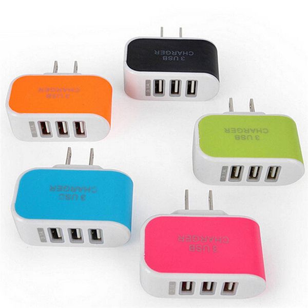 Spina UE USA 3 porte Adattatore caricatore da muro USB Dispositivo mobile smart phone Adattatore di alimentazione 5V 3.1A Ricarica rapida per iPhone iPad XiaoMi