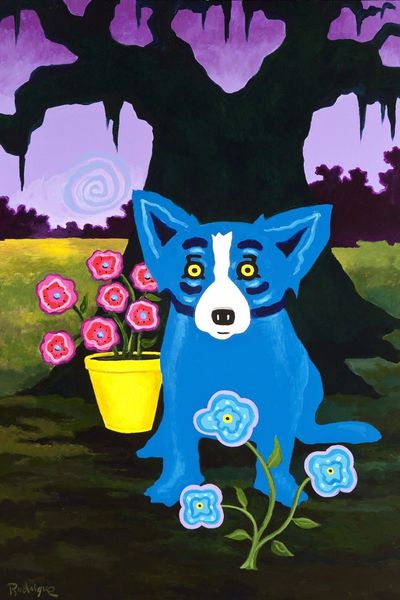 

Blue dog decorative hand painted hd print home wall decor animal art oil painting on canva multi ize frame option bd01